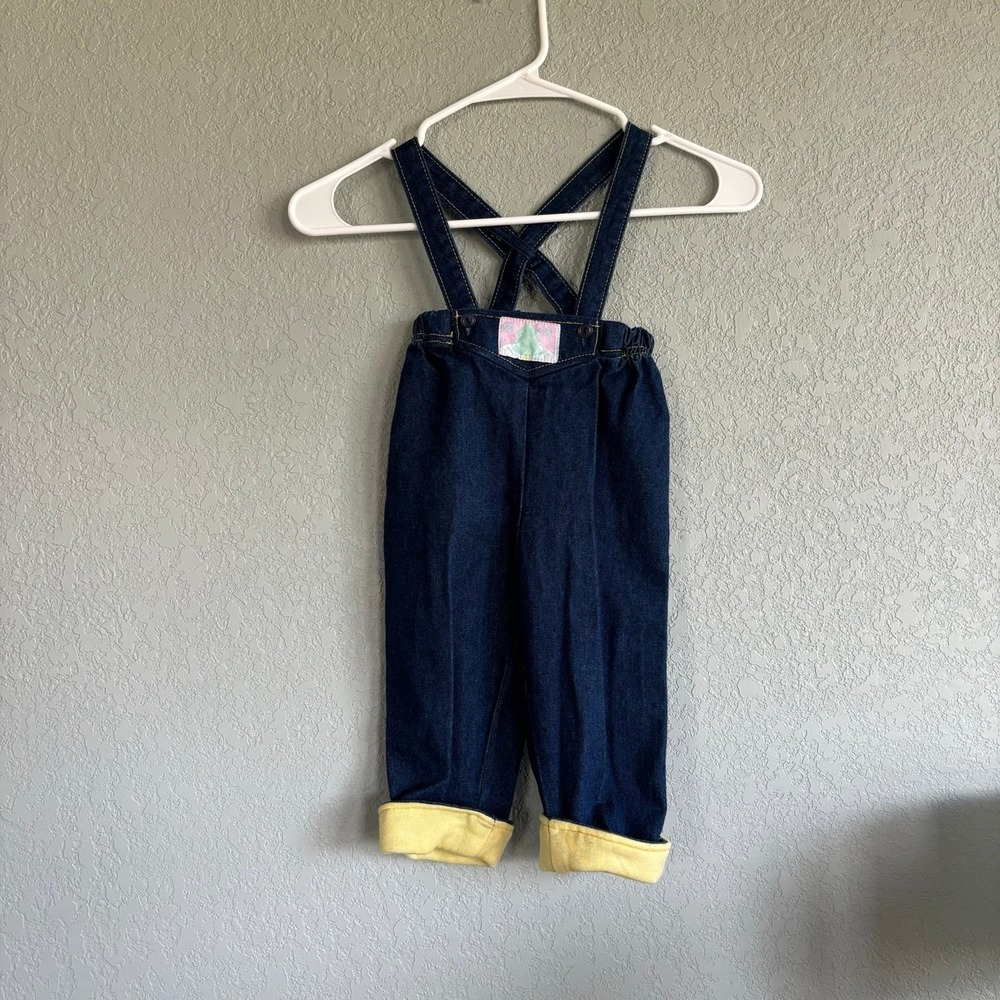 Tot Trends Boys Girls Vintage overalls Denim 18 months Cuffed Retro Winter Tree